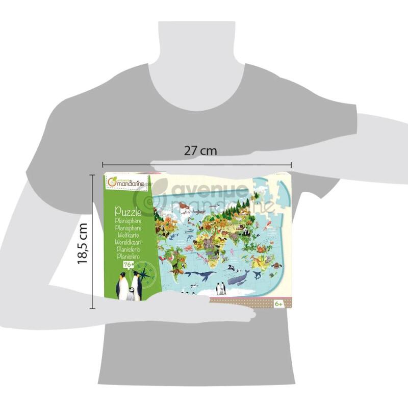 Puzzle éducatif, Planisphère - Multicolore