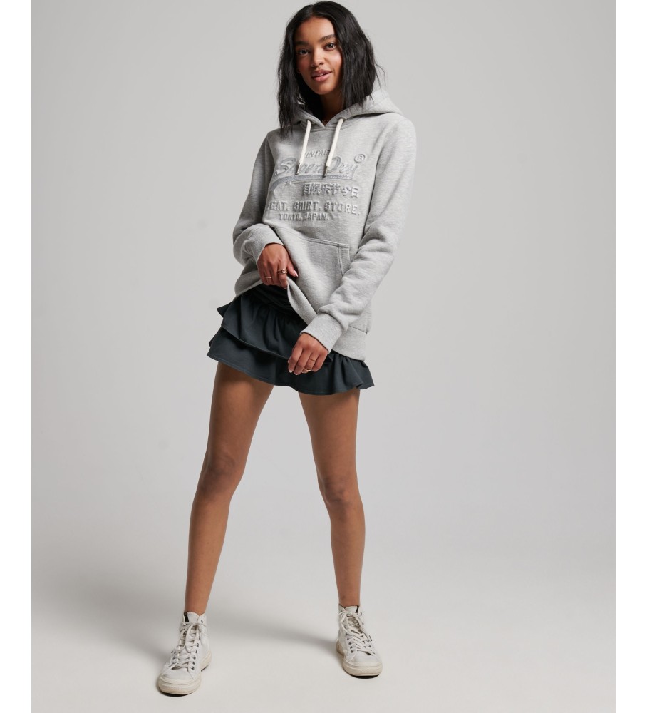 Moletom com capuz Superdry com logo gráfico em relevo na cor cinza.