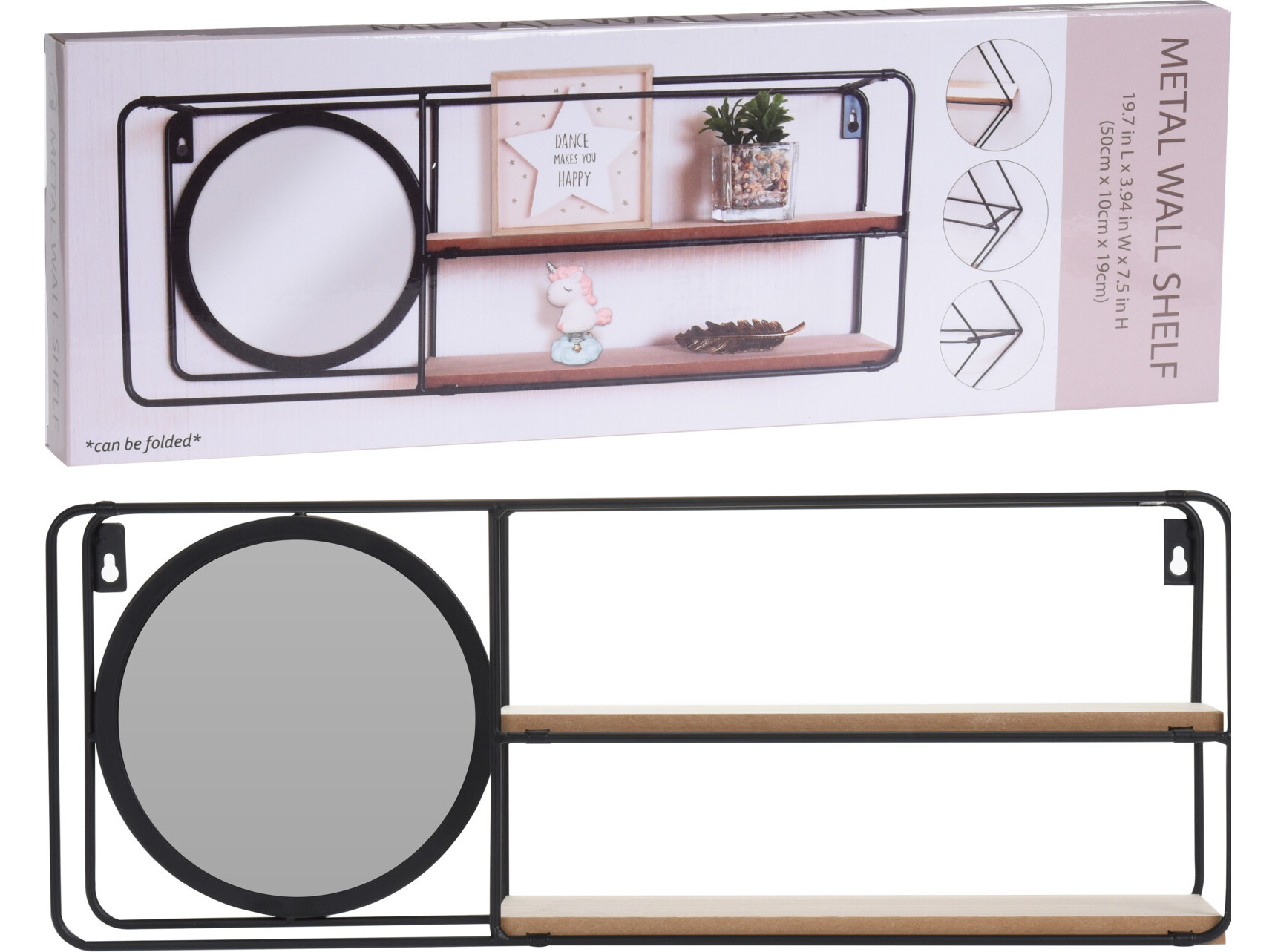 ESTANTE DE PAREDE COM ESPELHO 59.1X4.7X20.2CM