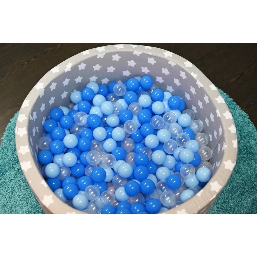 knorr toys® Bällebad soft - Grey white stars - 300 balls soft bluebluetransparent grau