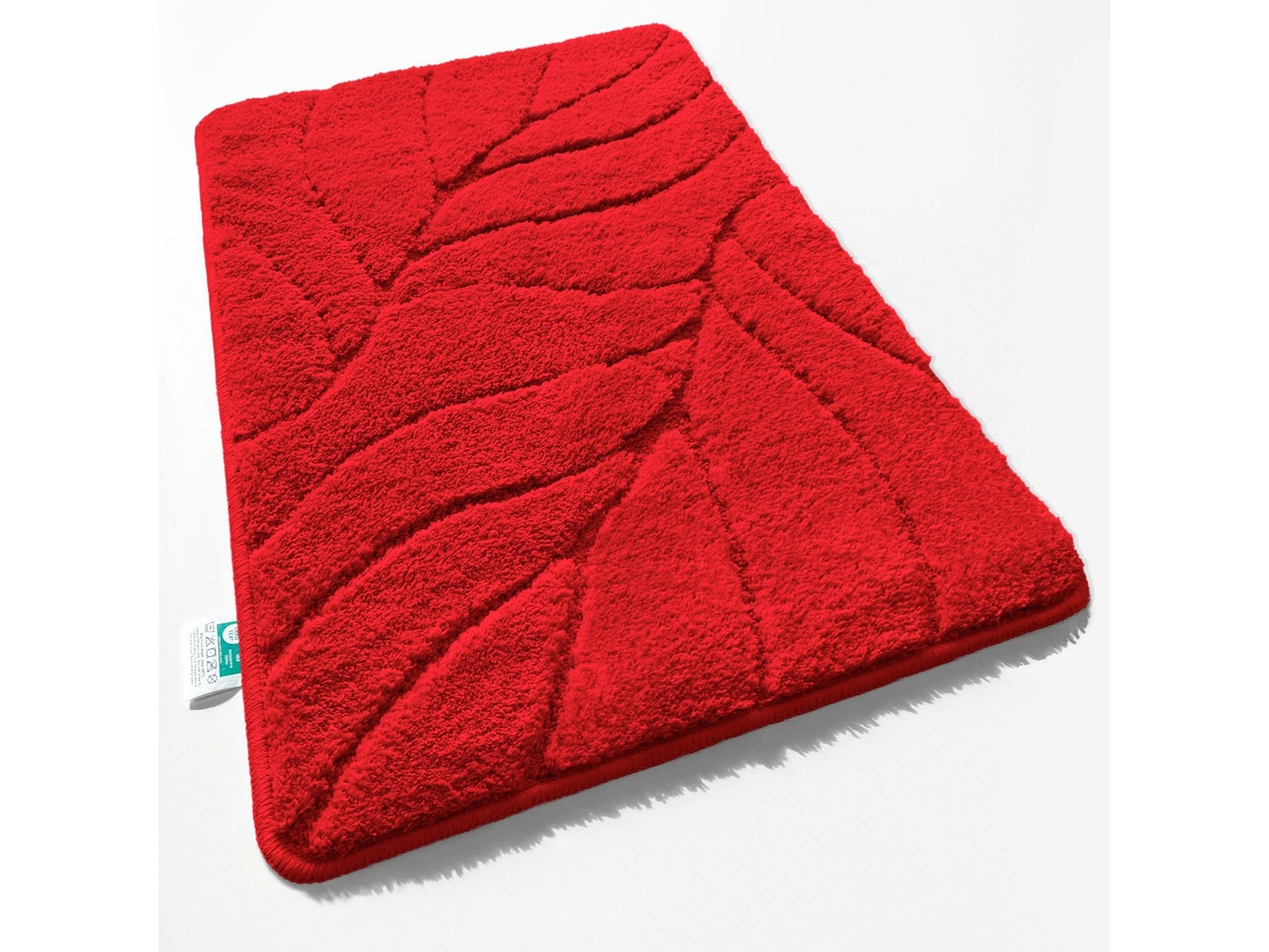 Maris badmat - Zachte badmat met bladtextuur - Rood / 50 x 80 cm