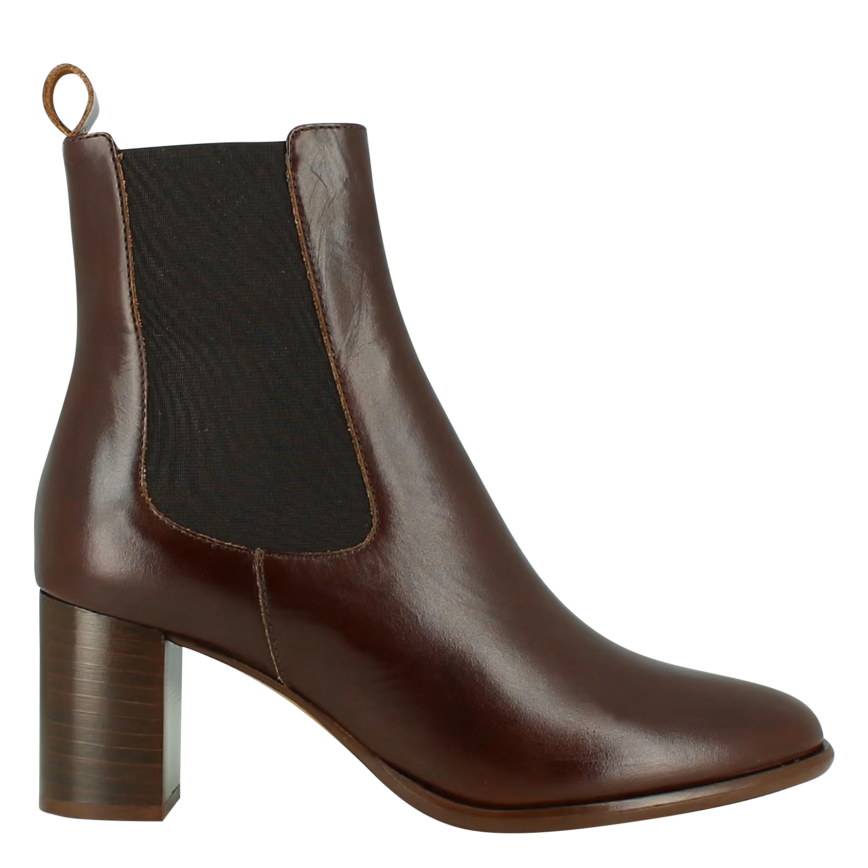 DEVIN - Bottines à talons et élastiques en cuir souple | Marron