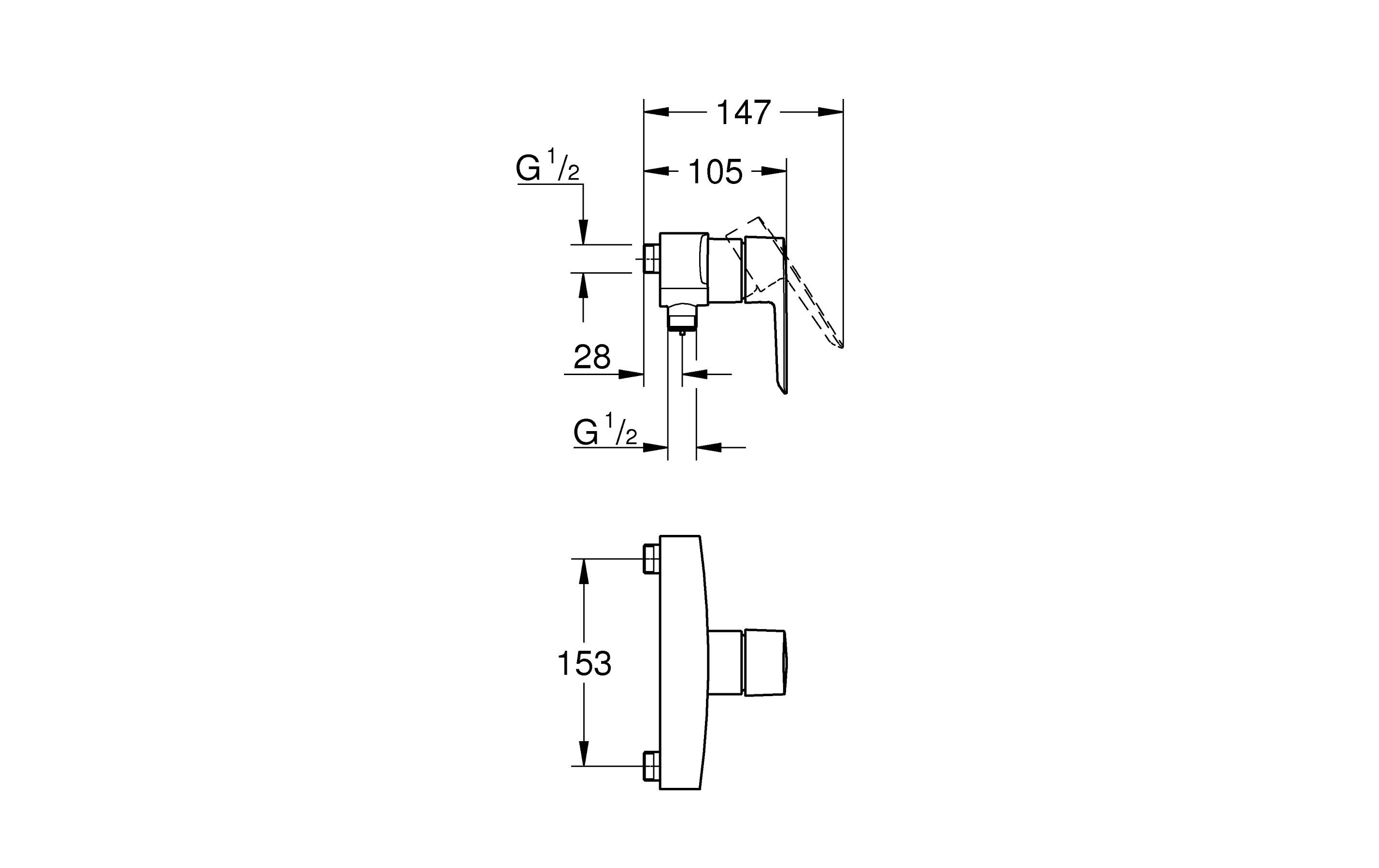 Duscharmatur QuickFix Start 153 mm, 1/2