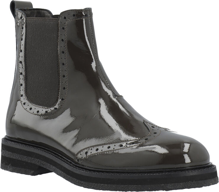 Cashott CASBETTY Brogue Chelsea Boot Patent Coffee