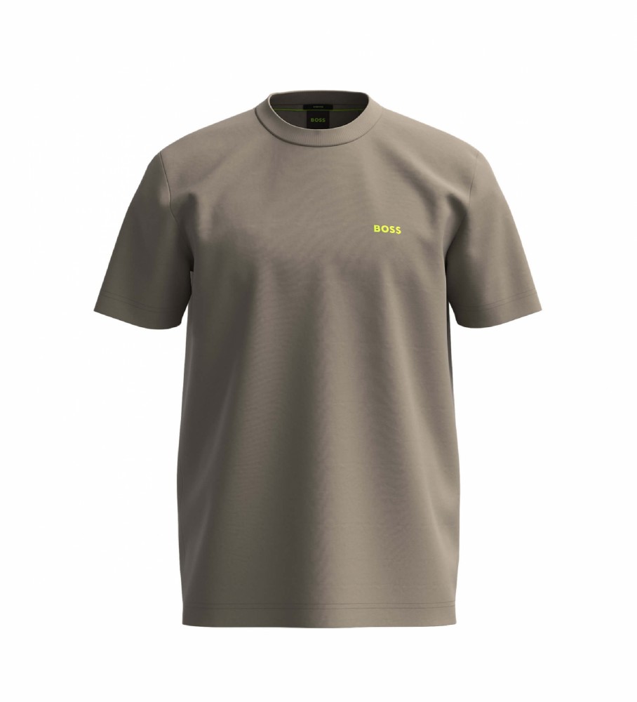 Camiseta verde escura com o logotipo da BOSS
