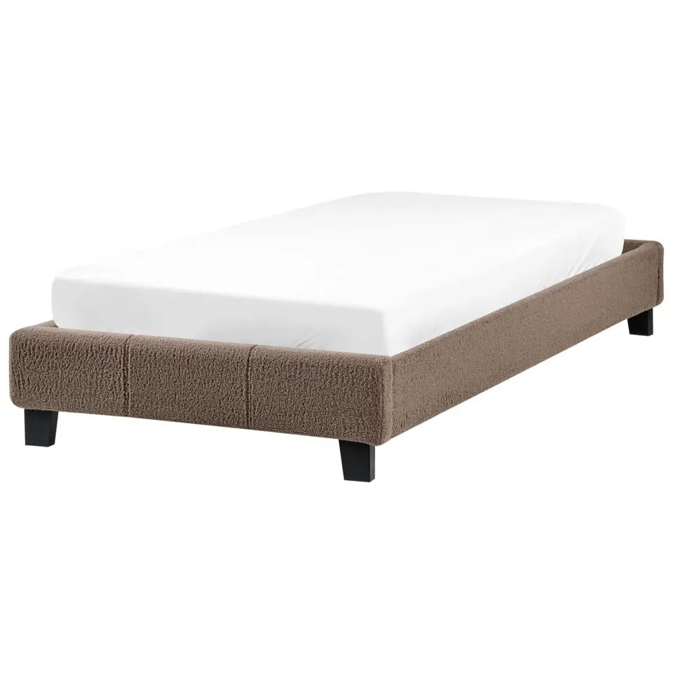ROANNE - Eenpersoonsbed - Taupe - 90 x 200 cm - Bouclé