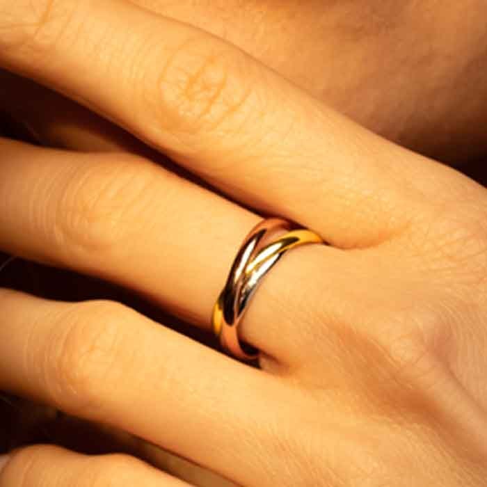 Bague Tri Or - Or jaune, or rose & or blanc 375/1000