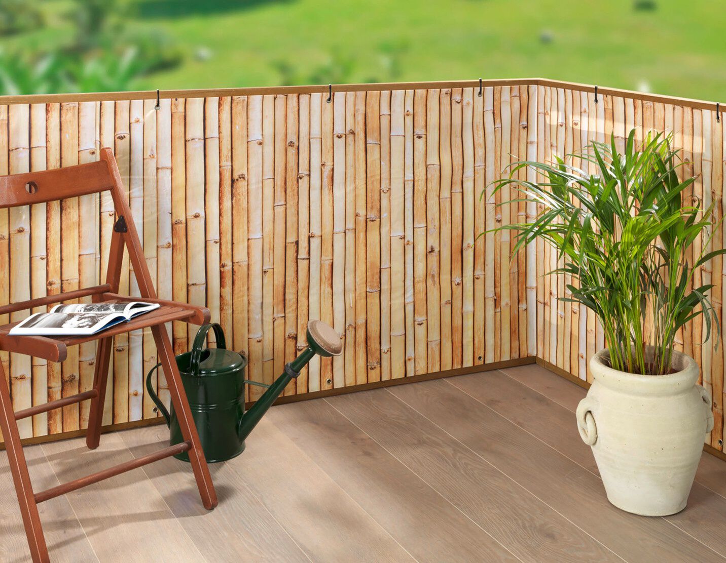 Balkon-Sichtschutz in Bambus-Optik