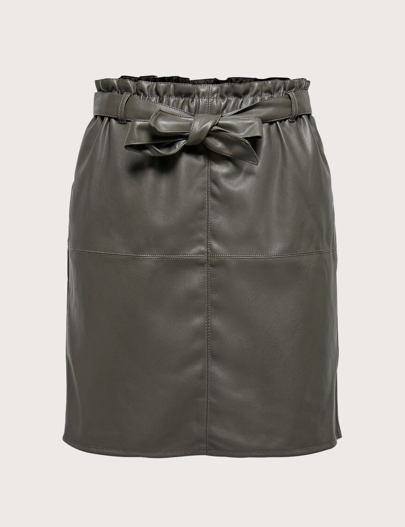 ONLY JUPE SIMILI CUIR GRISE FEMME
