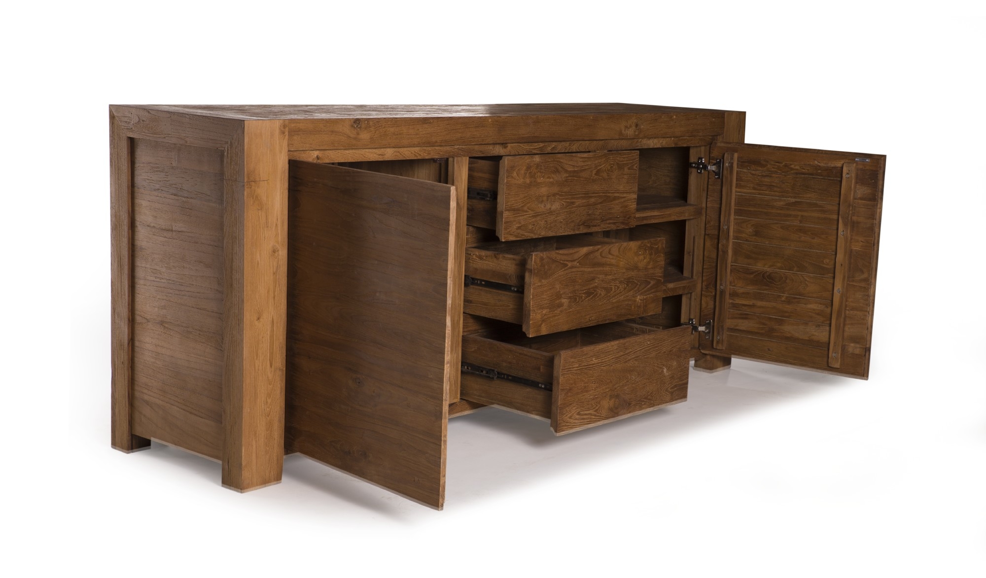 Sideboard, 2 Türen, 3 Schubladen, braun, T 50 cm, B 200 cm, H 85 cm von fischer's lagerhaus