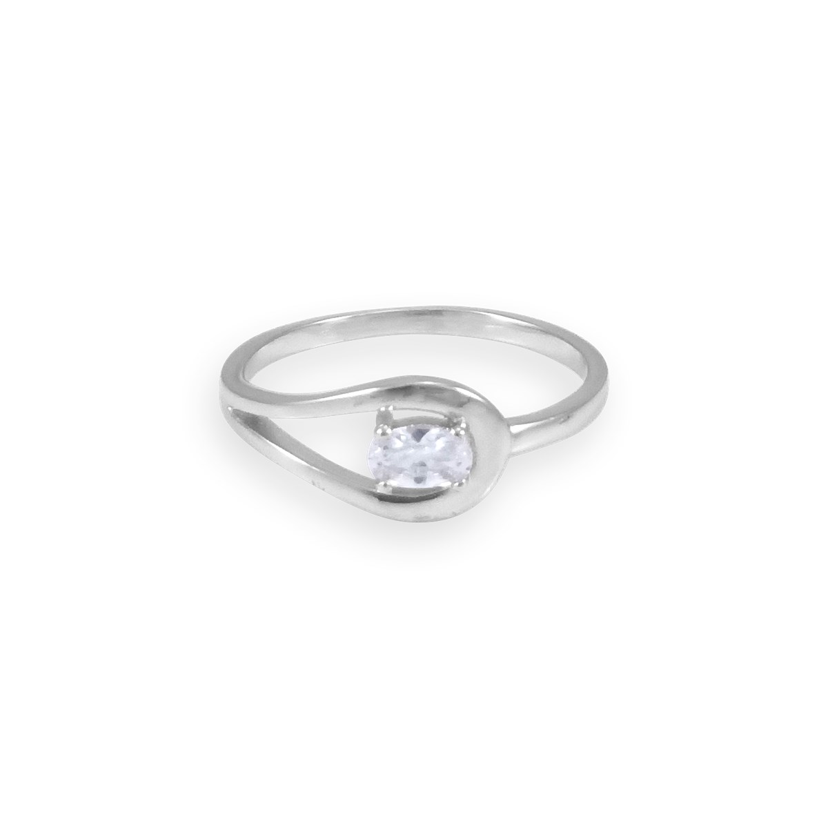 Bague en argent 925 rhodié avec oxyde de zirconium