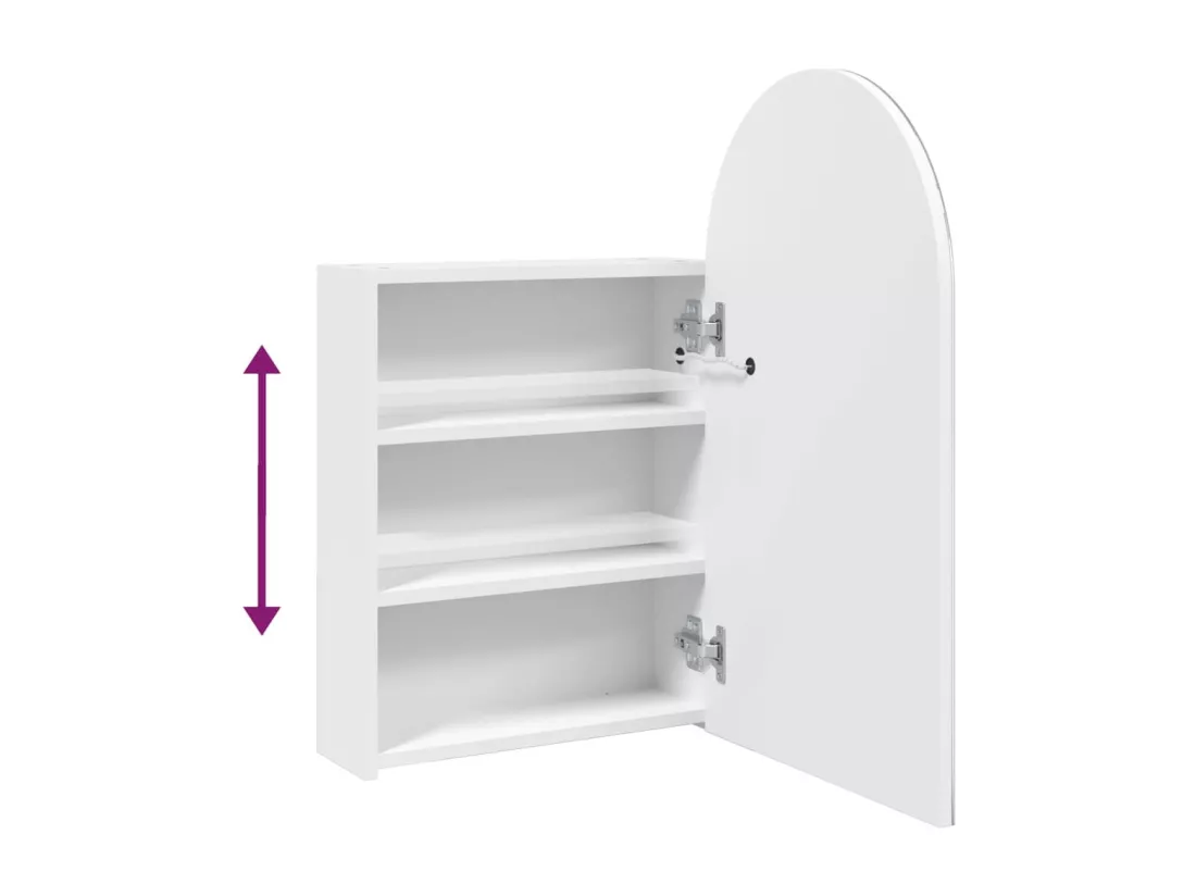 Armoire de bain à miroir avec LED arquée blanc 42x13x70 cm