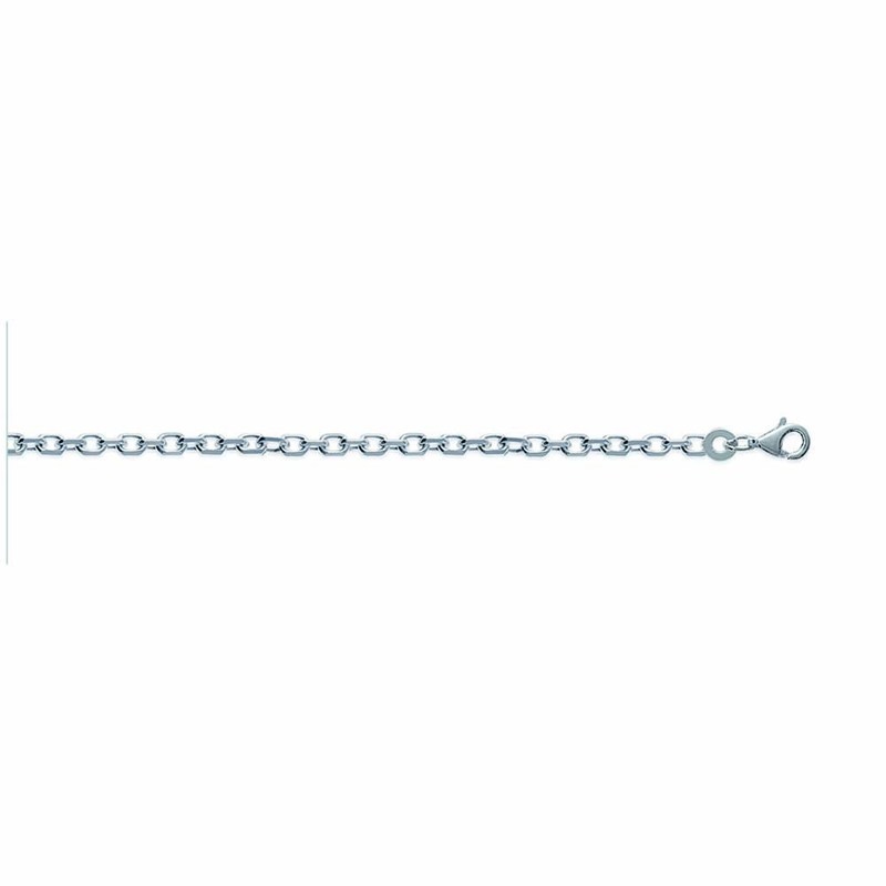 Chaine Mixte - Argent 925 - Chaîne forçat diamantée - Largeur : 2,25 mm - Longueur : 55 cm