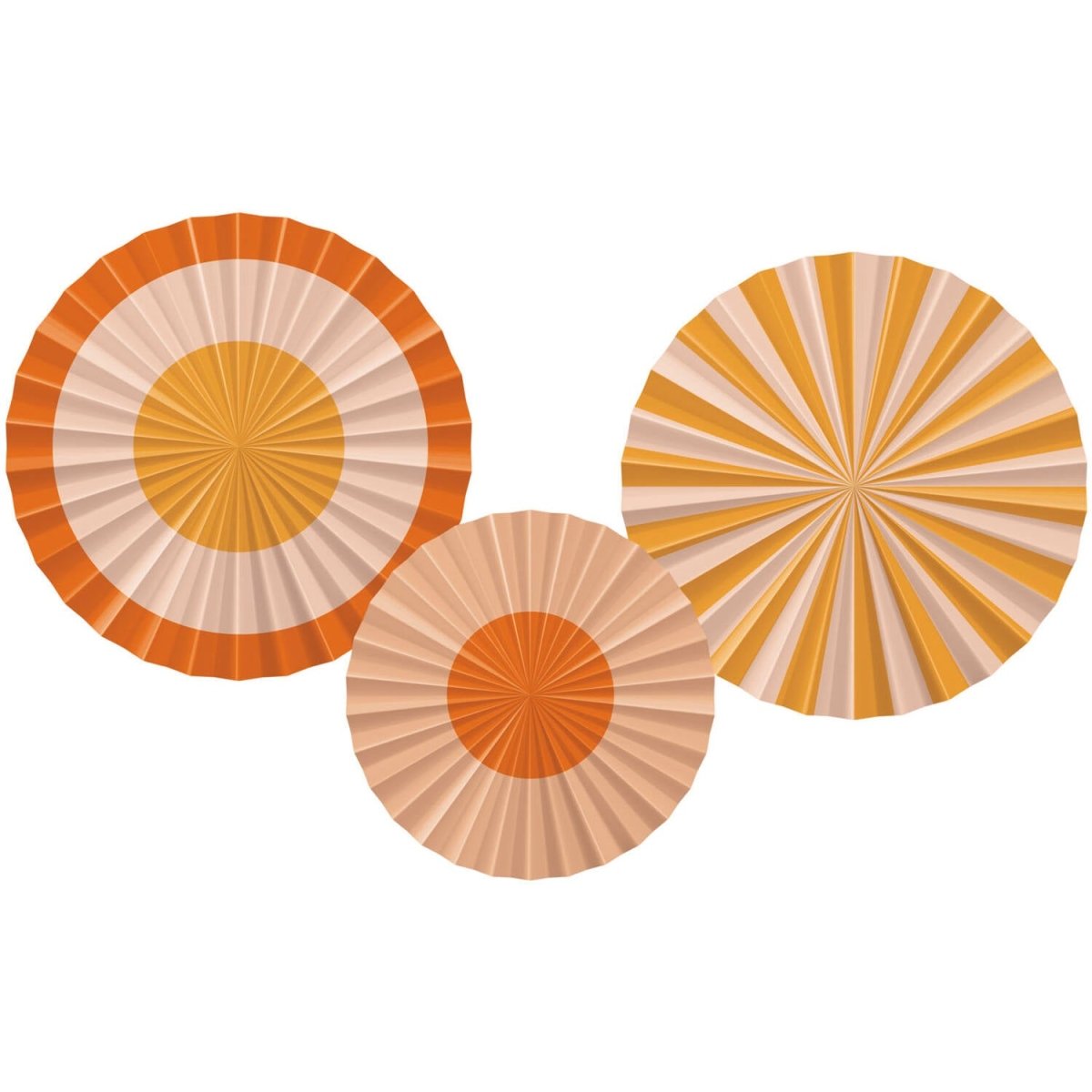 Oranje Papieren Waaiers 35cm 3st
