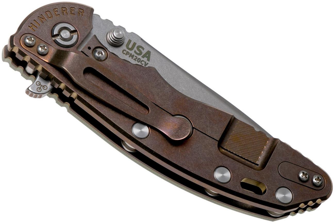 Rick Hinderer XM18 3,5” Spearpoint CPM 20CV Stonewash, Bronze, Translucent G10, zakmes