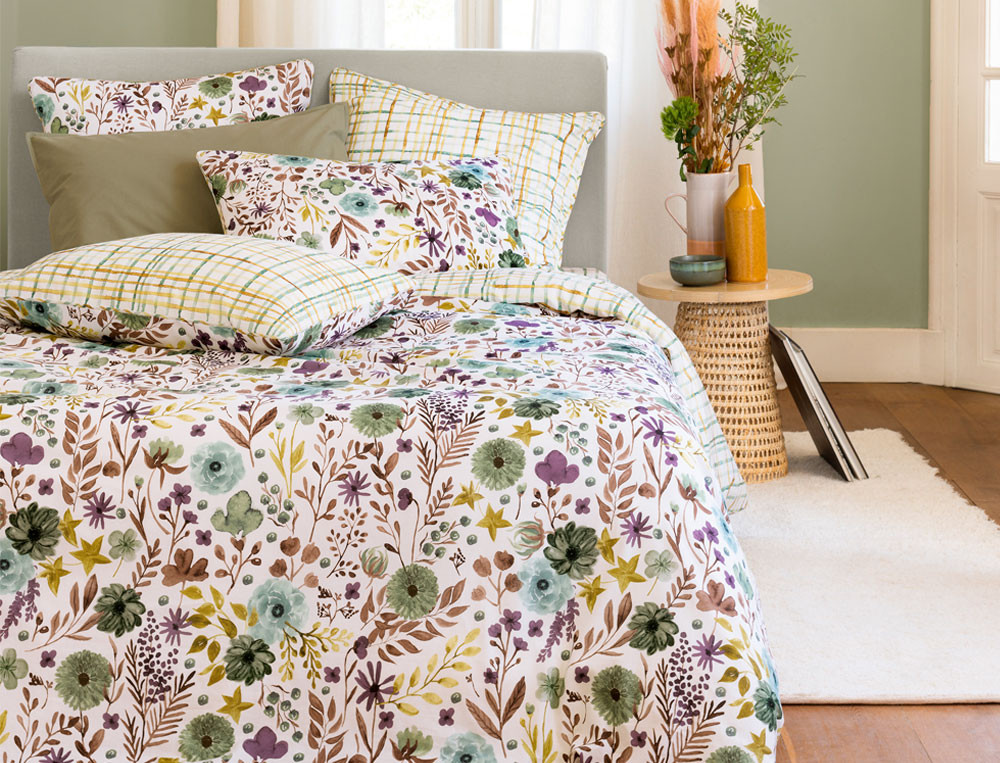 Housse de couette fermeture zip-Fleurs d'anis