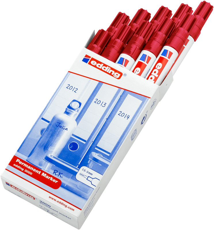 Edding Permanent Marker 3000, 10 Stück, rot