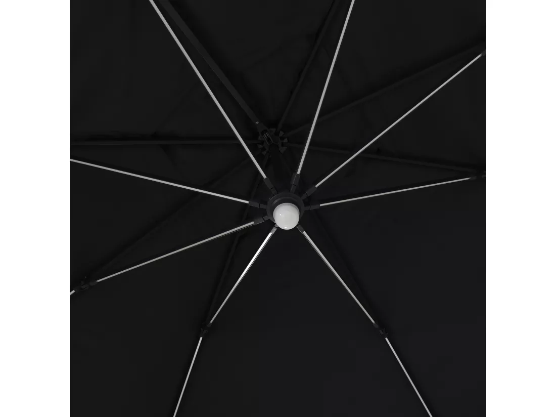 Parasol déporté LED 3x4m rectangle en aluminium + housse - rotatif 360° - Anthracite - ROME