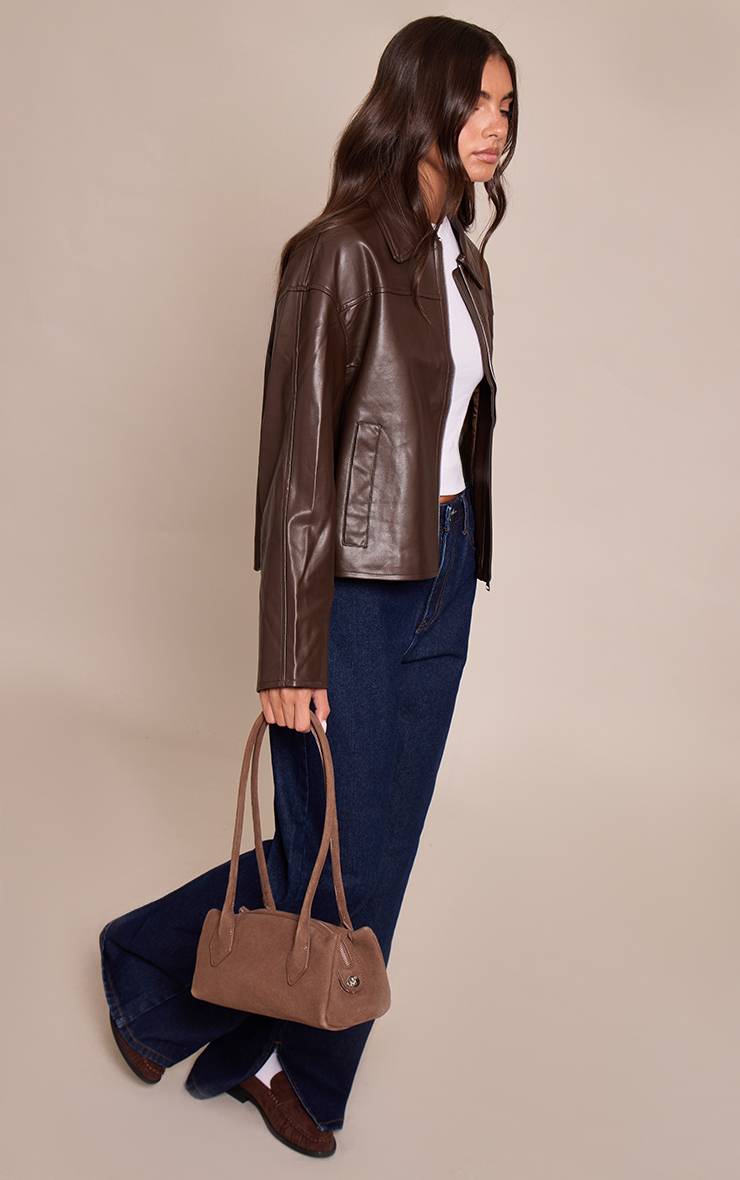 Chocolat Veste En Synthétiquecuir Avec Fermeture Éclair
