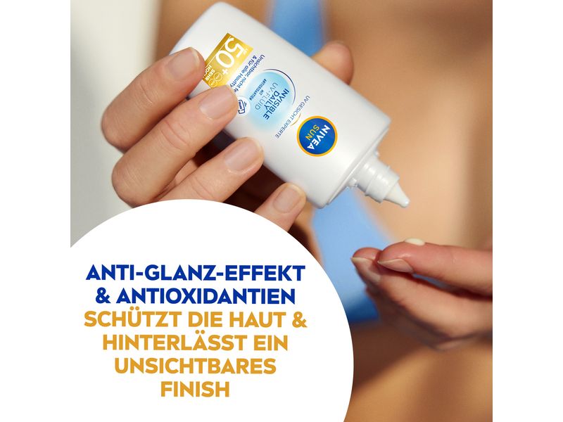 NIVEA SUN Sonnencreme UV Face Invisible LSF 50  40 ml Ultraleichtes Fluid sorgt für sofortigen Schutz vor UVA und UVB-Strahlen