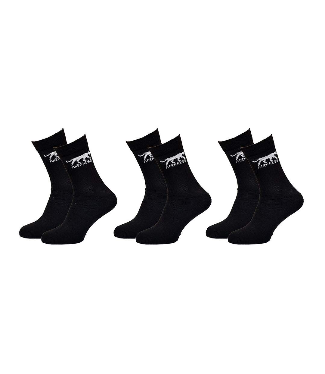 Chaussettes Homme AIRNESS Qualité et Confort-Assortiment modèles photos selon arrivages- Pack de 6 Paires AIRNESS CREW noires