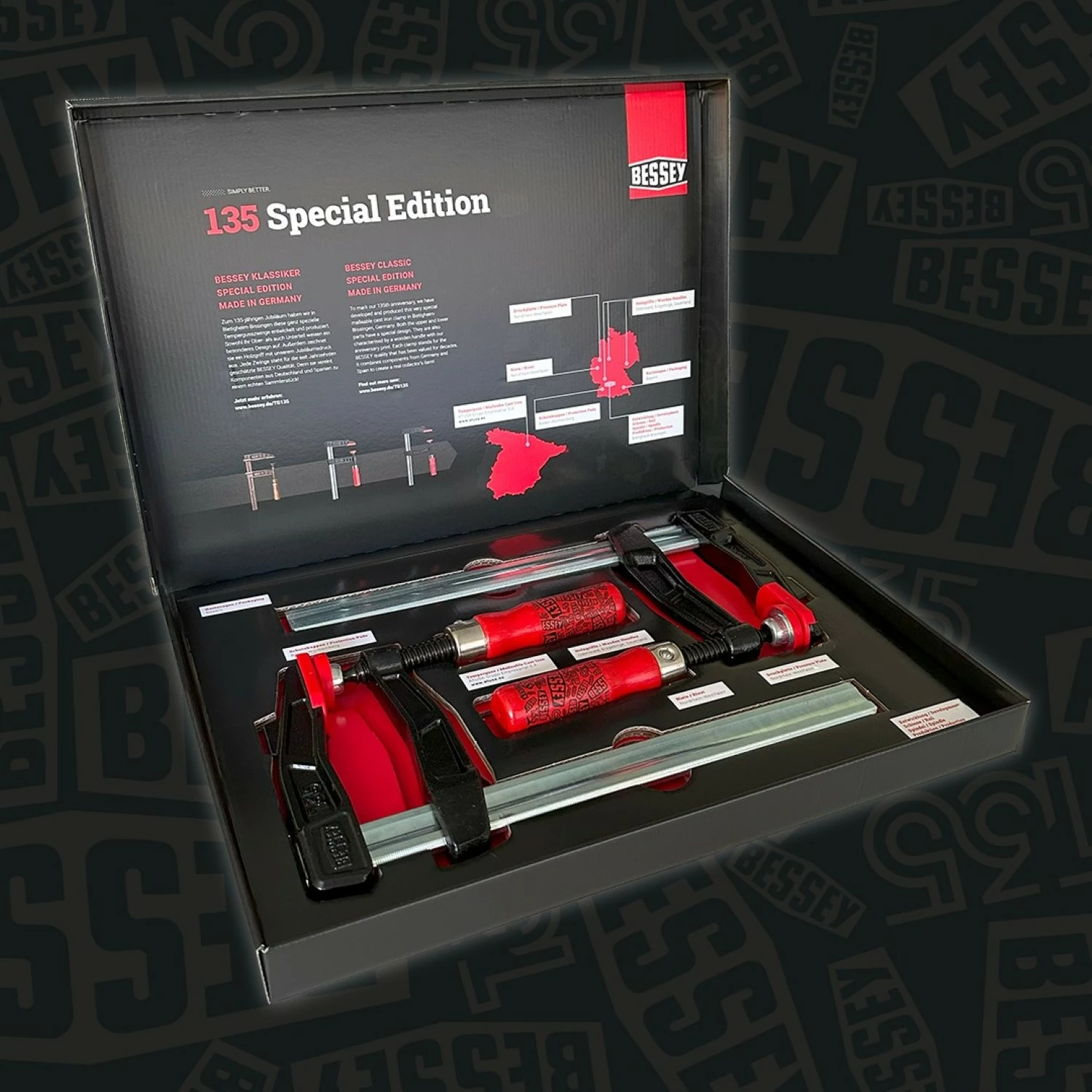 Bessey TGA25SET-135 Jubileum Lijmtangenset in koffer - Smeedijzer - 250 x 120mm