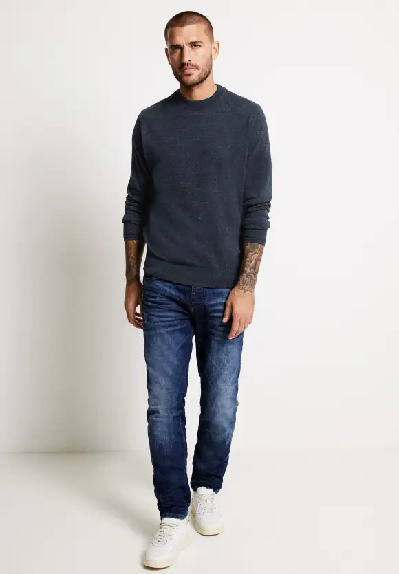 Basic Melange Pullover - eclipse blue melange