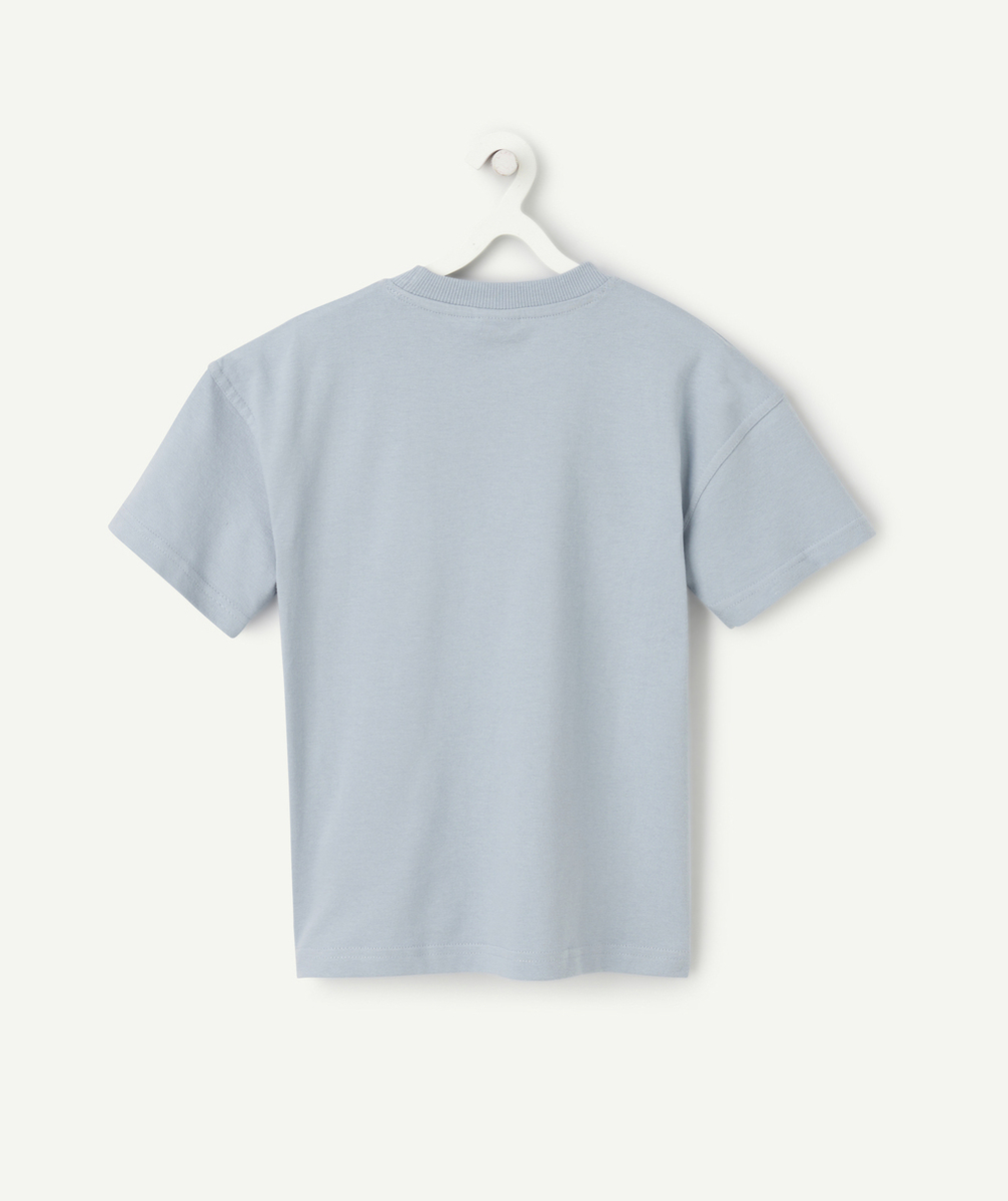 T-SHIRT GARÇON EN COTON BIOLOGIQUE BLEU CIEL AVEC DÉTAIL POCHE