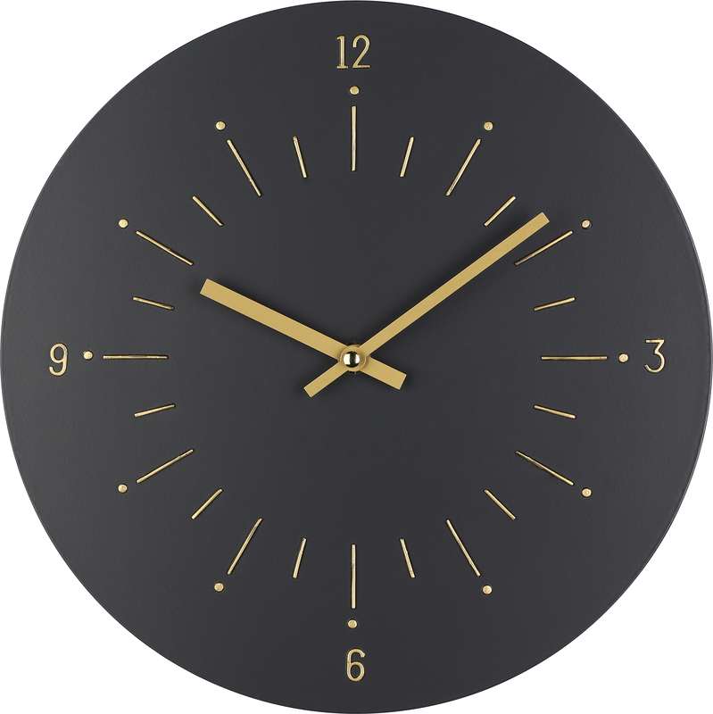 EGLO Wanduhr Takahagi, Ø 30 cm, schwarz/gold