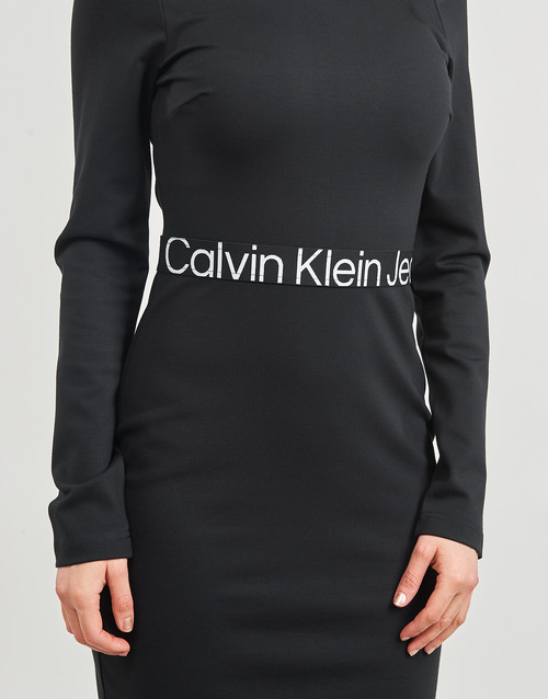 Calvin Klein Jeans - LOGO ELASTIC MILANO LS DRESS - Noir