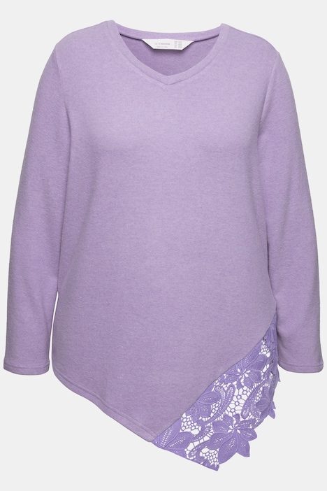 Pullover, A-Linie, Spitzeneinsatz, Langarm