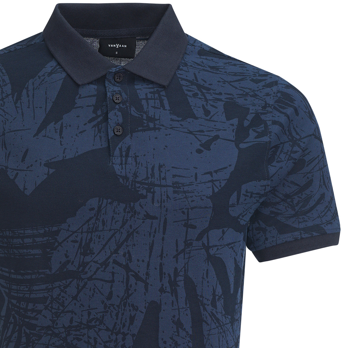 VanVaan Herren Poloshirt mit Muster dunkelblau