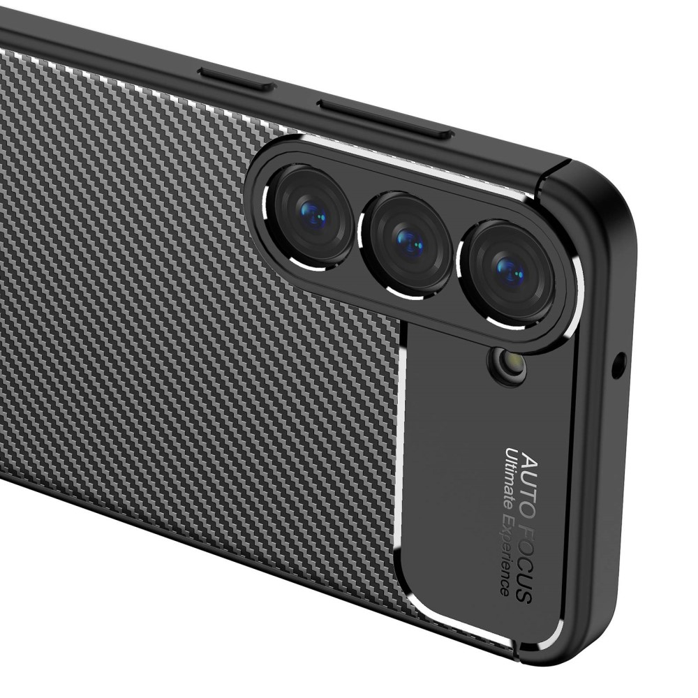 Samsung Galaxy S23 5G Gummi Case Schutzhülle mit Air Cushion Fallschutz im Carbon Look - Schwarz