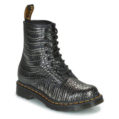 Dr. Martens - 1460 GUNMETAL WILD CROC EMBOSS - Noir