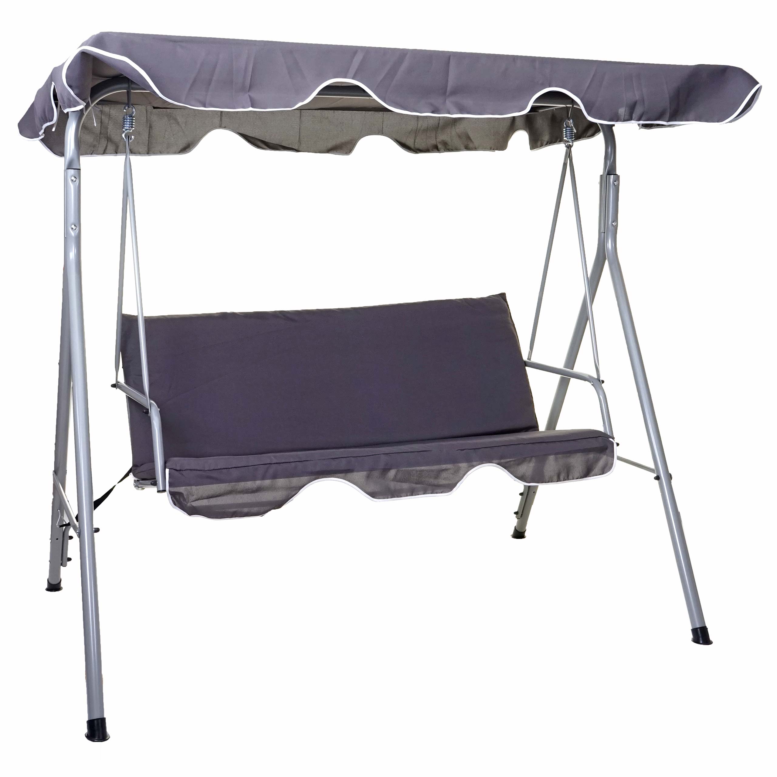 Hollywoodschaukel MCW-D61, Gartenschaukel Hängeschaukel Bank, 3-Sitzer UV 50+ verstellbares Dach 197x185cm ~ dunkelgrau