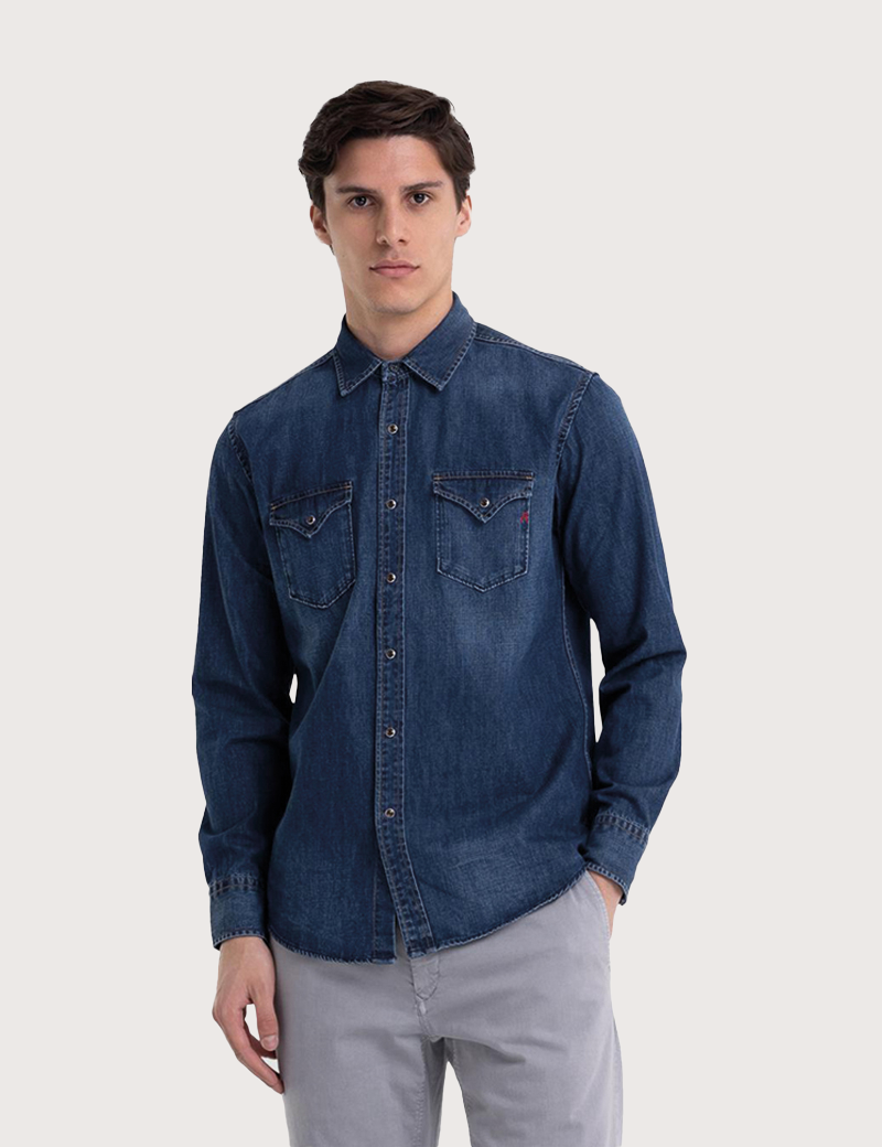 REPLAY CHEMISE HOMME DENIM DARK BLUE