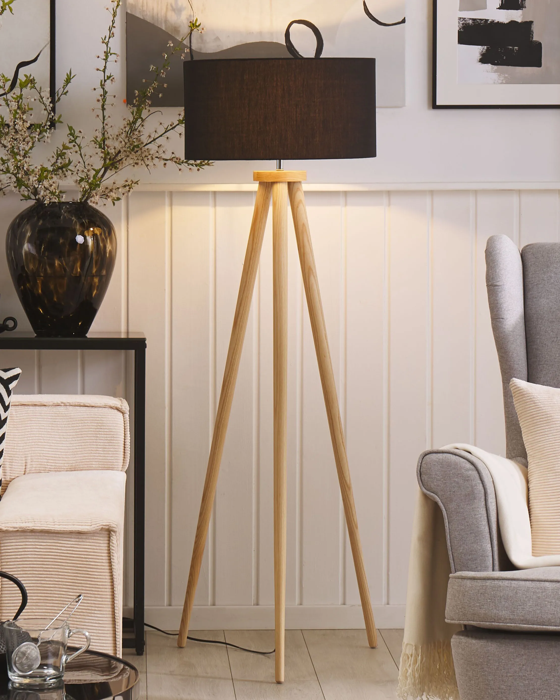 Staande lamp NITRA Eikenhout Zwart