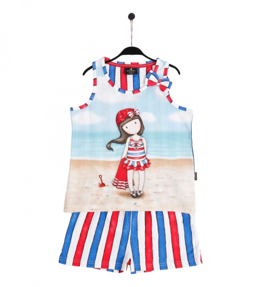Pijama Santoro sem mangas Beach Belle, azul