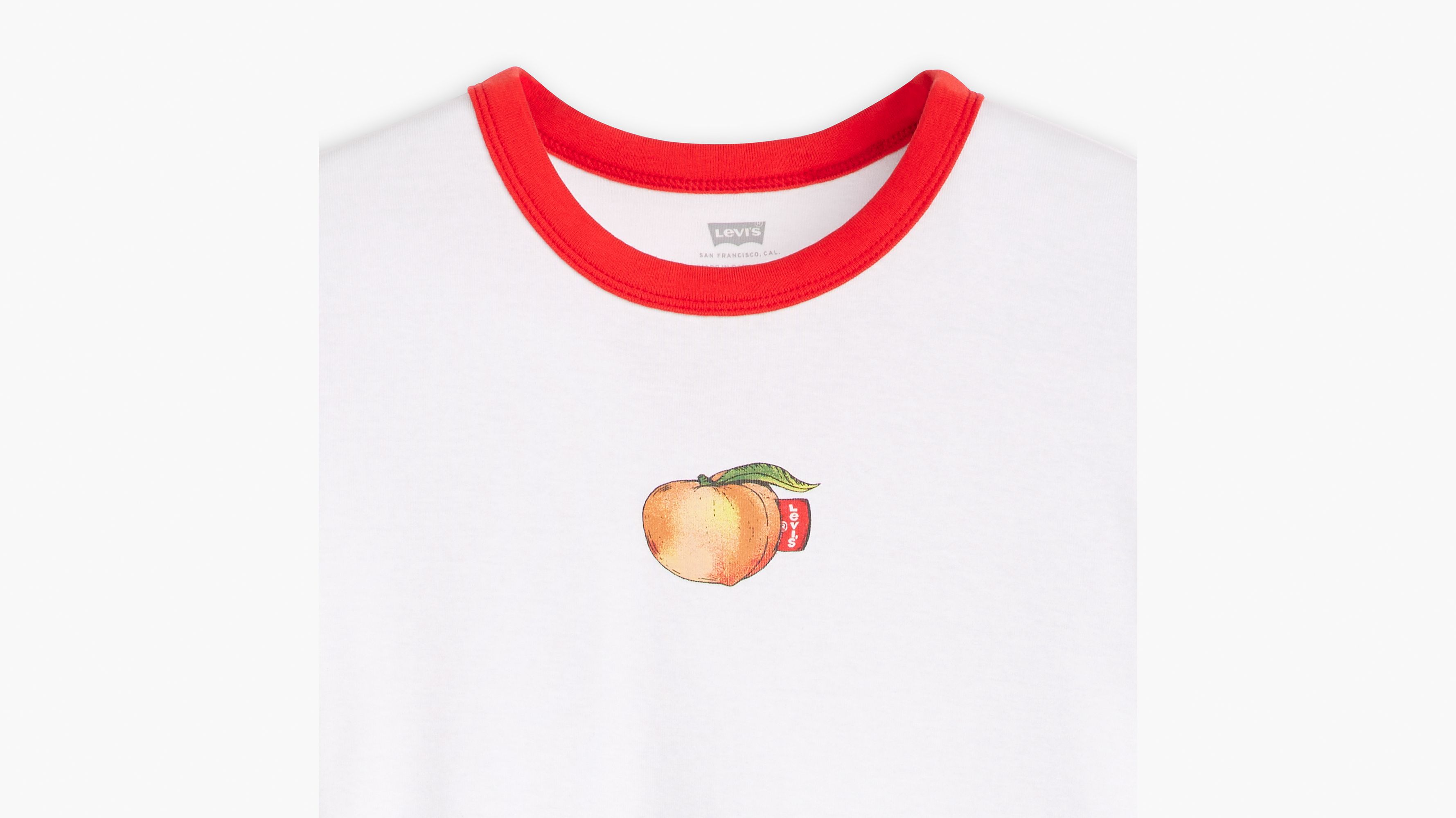 T-shirt graphique Mini Ringer - Ppeach Tab Bright White / Poppy Red - Blanc