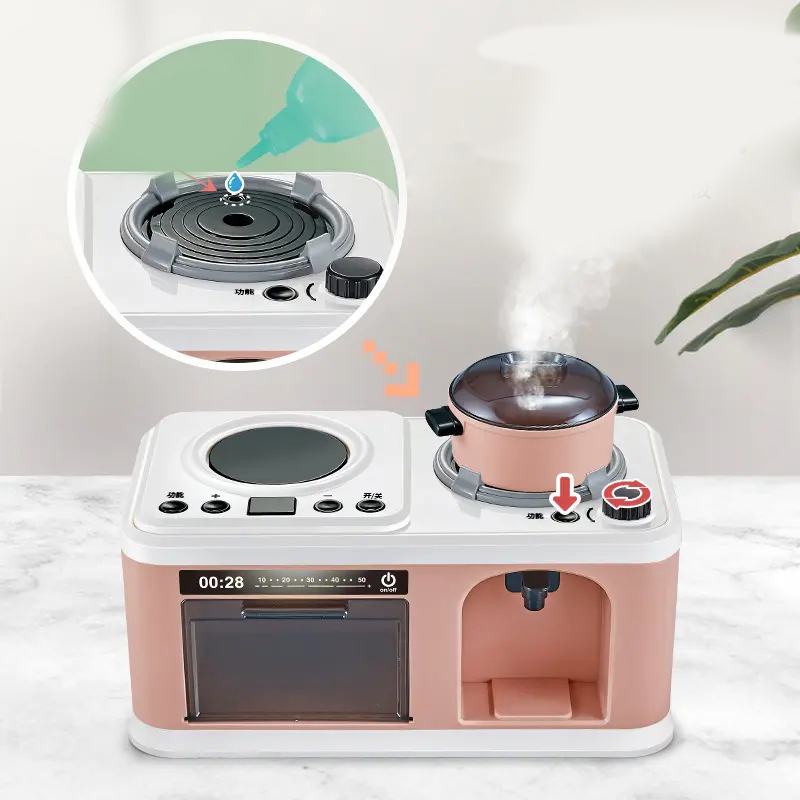 (50-tlg. Set) 33x18cm Kinder Spiel Küche mit Backofen inkl. Lebensmittel / Kochtopf / Wasserkocher / Geschirr (Batteriebetrieben) - Grün