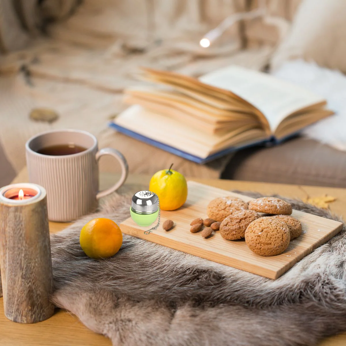 Lot de 2 boules à thé en acier inoxydable avec support Petit Déjeuner