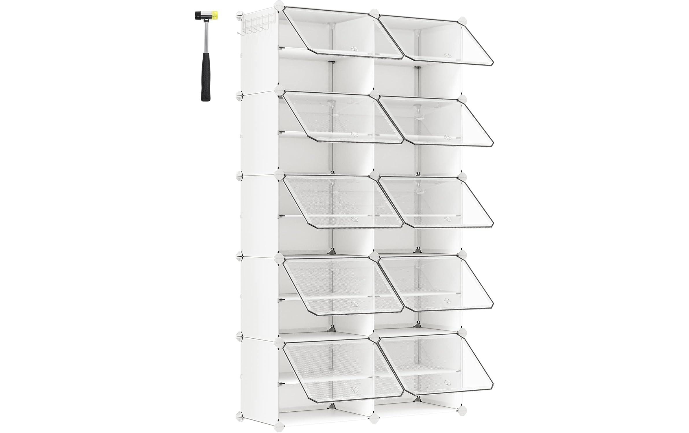 Schuhregal 82 x 152 cm, Weiss, 10er SetSchuhorganizer mit 10 Fächern