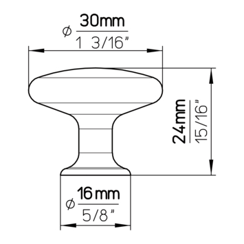 Knop Sarah rvs look 31mm