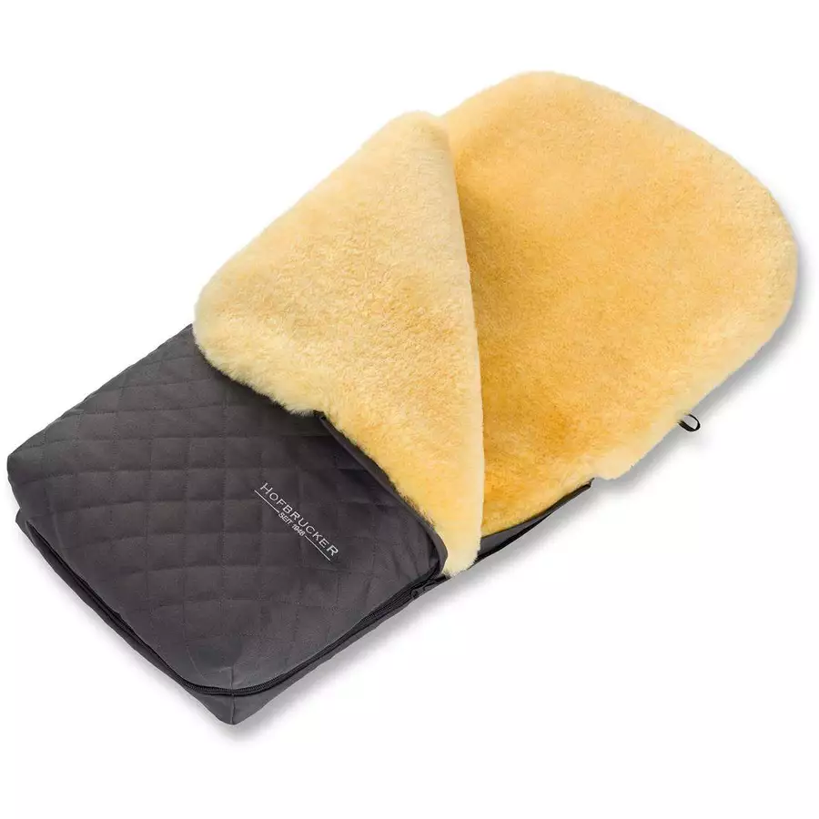 Hofbrucker Kinderwagen Lammfell Fußsack Putzi Limited Edition Hergestellt in Deutschland Grau gesteppt