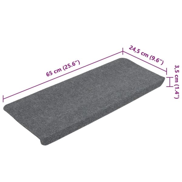 vidaXL Selvklebende trappematter 15 stk 65x24,5x3,5 cm grå