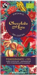 Chocolate and Love Dark Chocolate 70% Kakao & Granatapfel, 80 g
