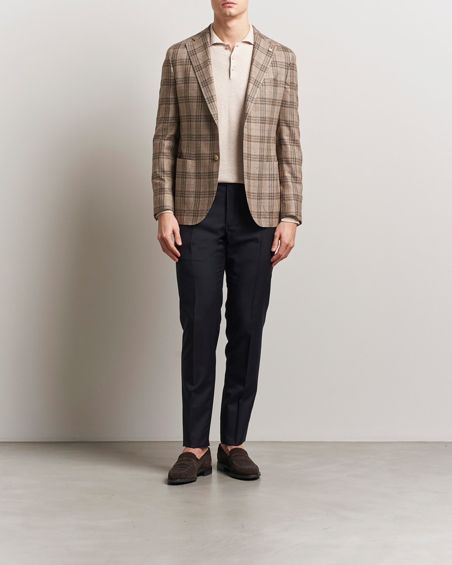 Incotex Slim Fit Super 100s Wool Trousers Navy