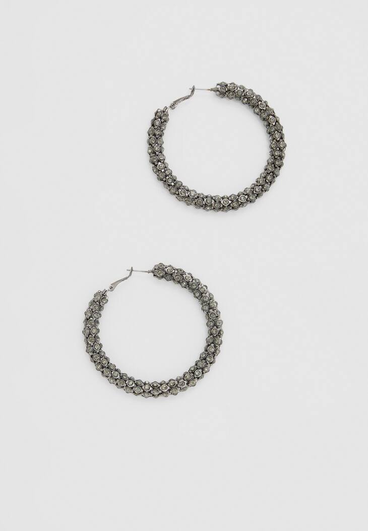 Brincos de argola com strass