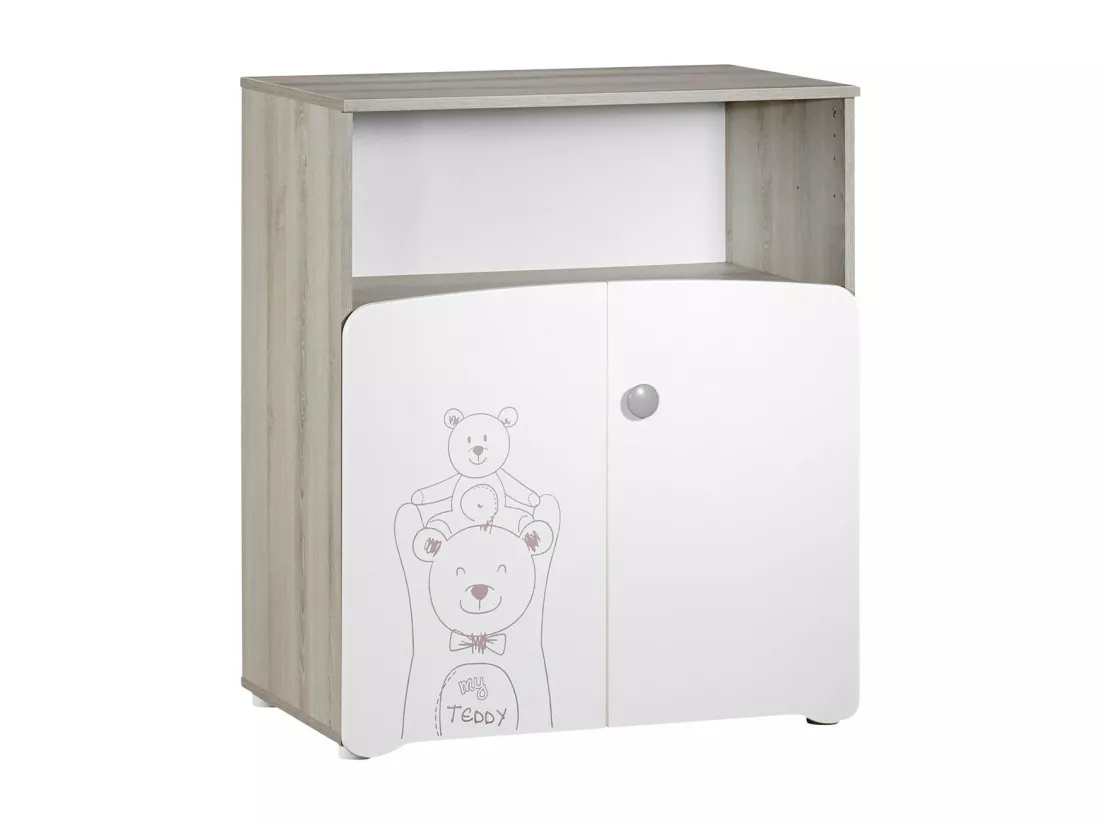 Chambre duo lit et Commode à langer en bois blanc