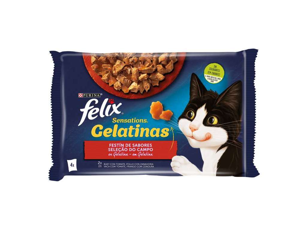 COMIDA HÚMIDA PARA GATO FELIX SENSATIONS CARNE 4X85G